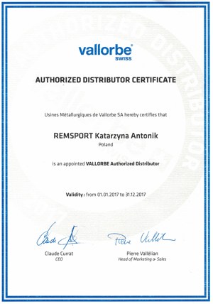 certyfikat VALLORBE