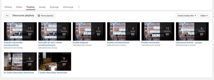 playlisty na YT Sklep Remsport